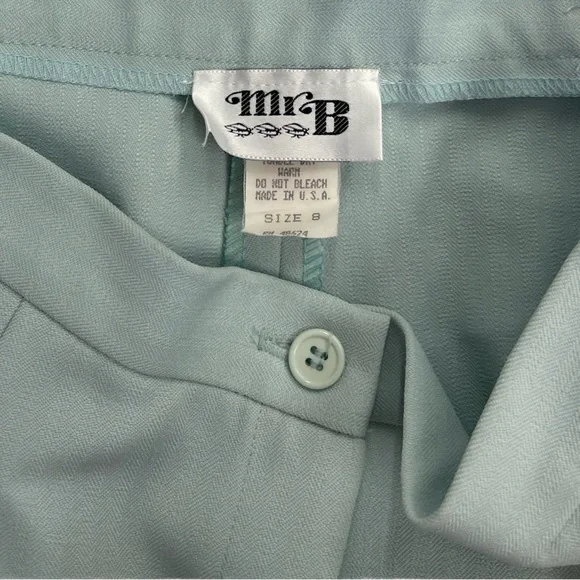 Vintage mint green Mr B two piece pants set womens size 8 - Picture 4 of 4